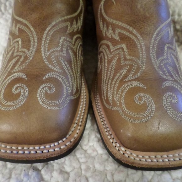 WOMEN PREOWN JUSTIN LEATHER COWGIRL BOOTS BRWN-sz 6.5 B - Picture 3 of 13